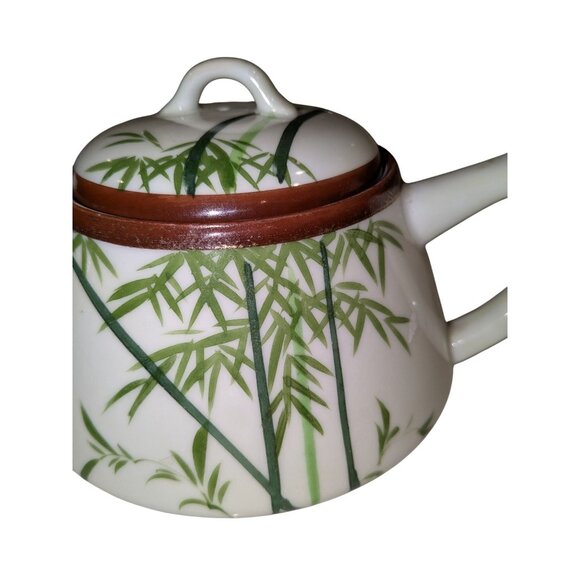 Vintage Japanese Kutani Bamboo Teapot Hand-Painted Bone China - Picture 2 of 13
